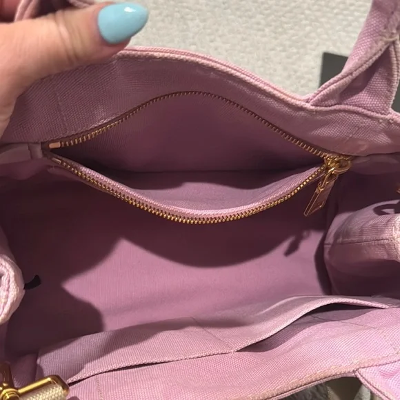 Prada Pink Canvas Tote Bag with crossbody strap - Picture 7 of 7